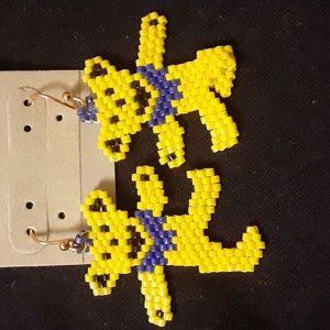 Beaded Grateful Dead "Dancing Bears" earrings,unique,handmade